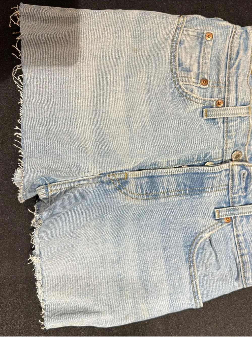Levi's Light Blue Frayed Hem Denim Shorts